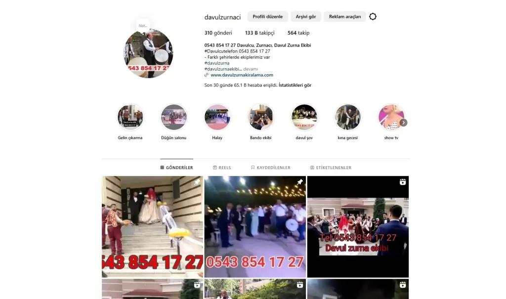 Kayseri Davulcu İnstagram Adresi @davulzurnaci