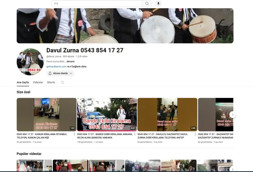 Kayseri Davulcu Youtube Videoları